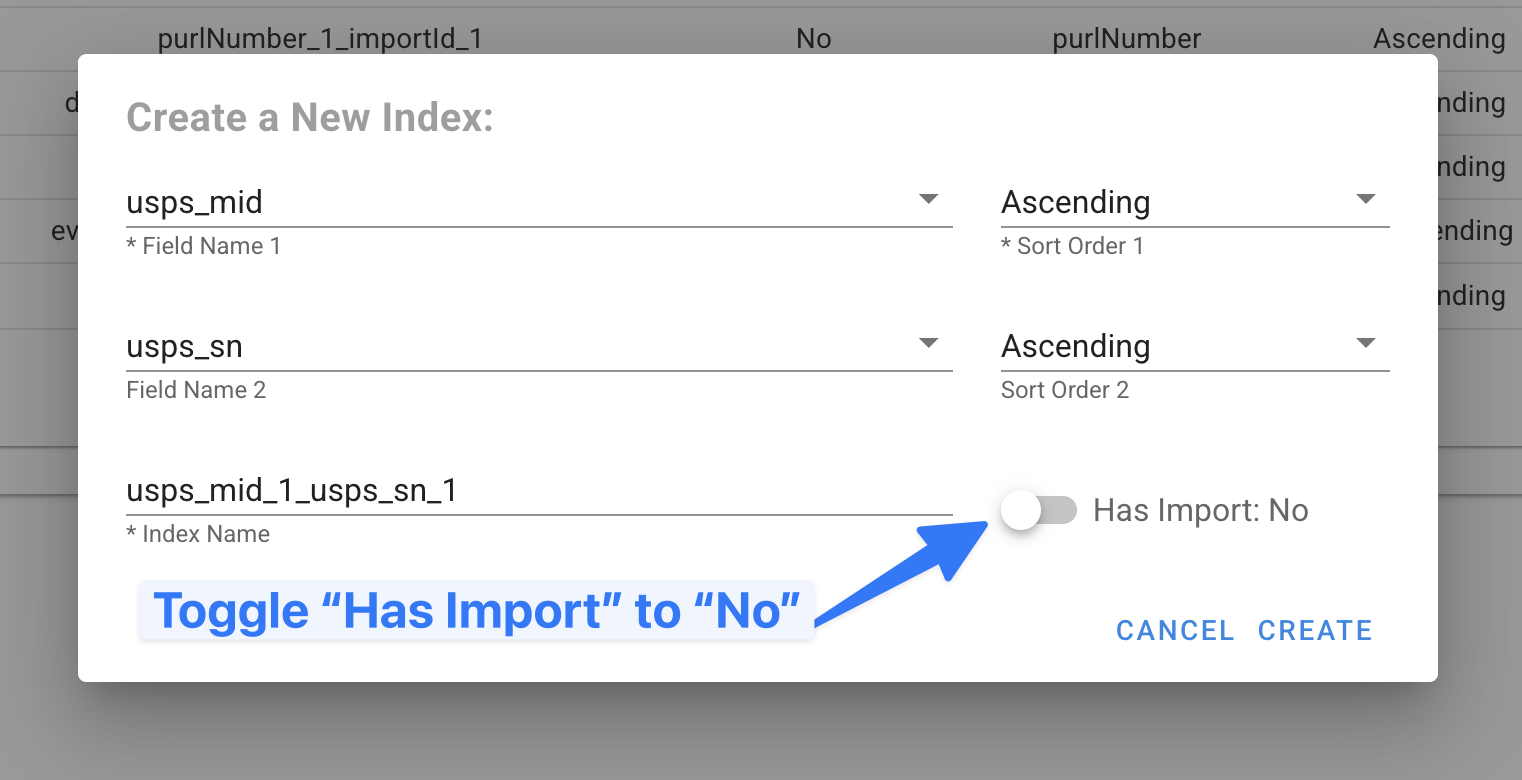 Create Index Step 2